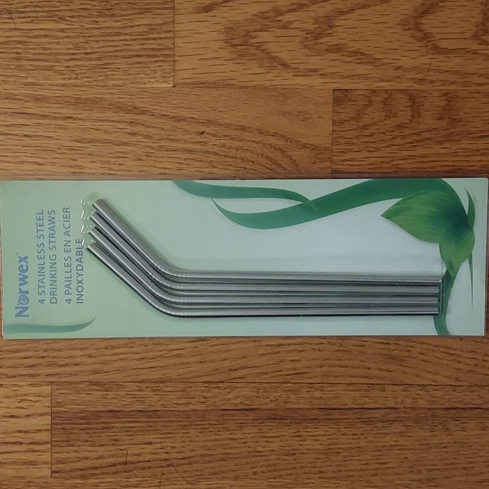 Norwex 4 Stainless Steel Drinking Straws, New